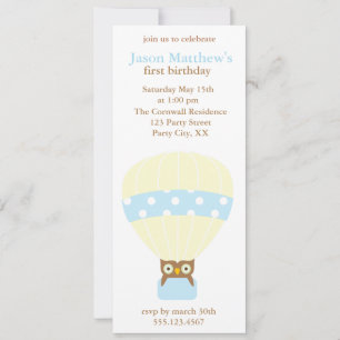 Hibou dans un ballon invitations à une fête d'anni