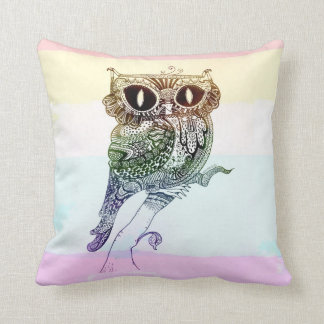 Hibou d'arc-en-ciel - coussin