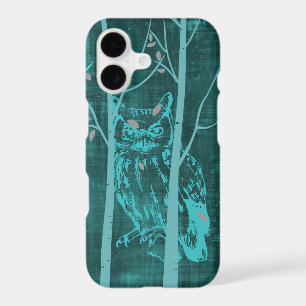 Hibou de la forêt grunge bleu