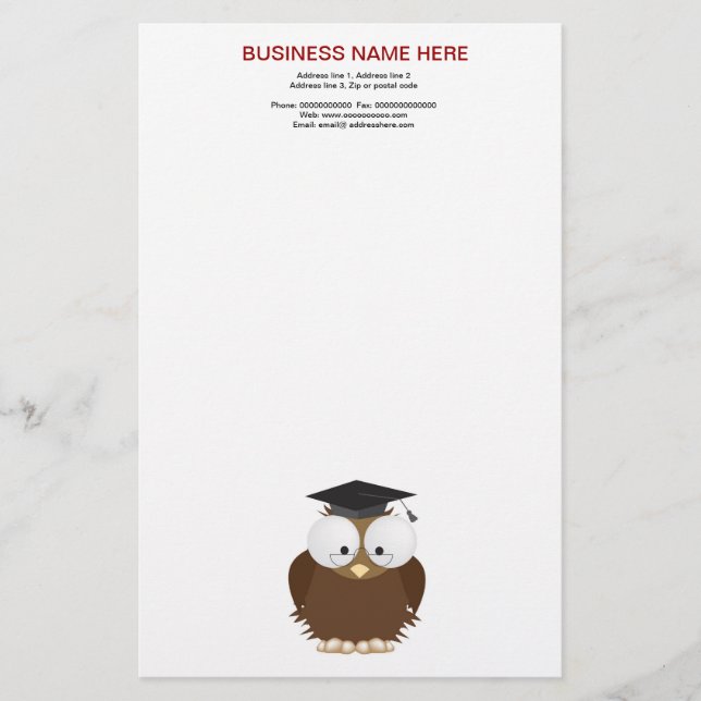Hibou d'école avec la papeterie de panneau de (Devant)