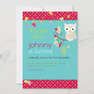 Hibou, invitations à la fête d'anniversaire