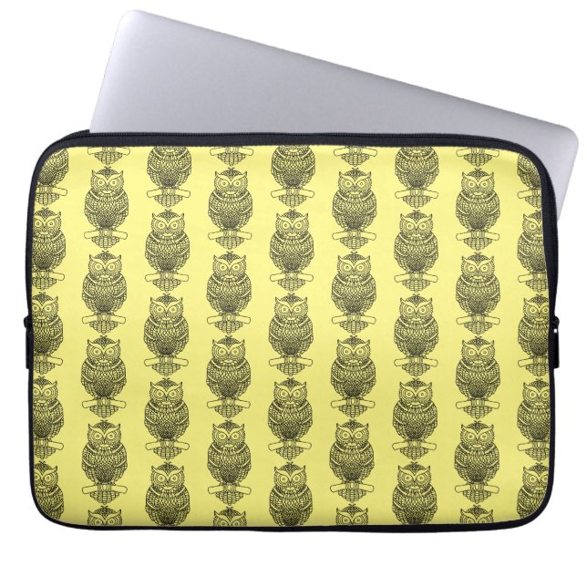 Hibou (jaune) - Housse pour ordinateur portable (Devant)