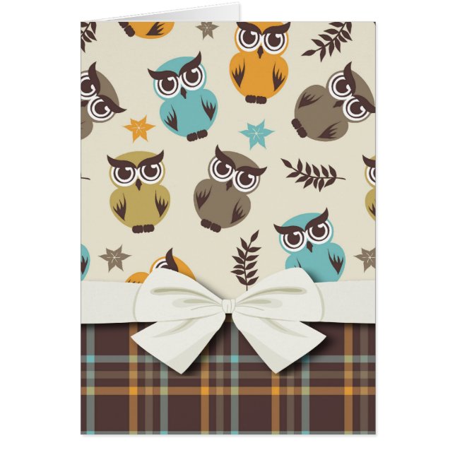 hibou mignon coloré et carreaux (Devant)