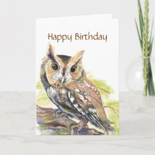 Hibou mignon insultant, oiseau drôle, carte
