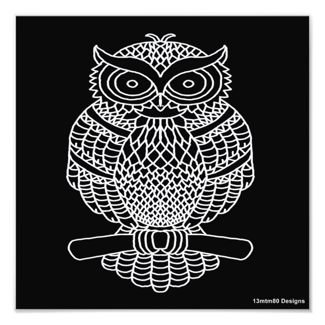 Hibou (noir) - Impression photo (Devant)