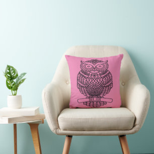 Hibou (rose) - Oreiller