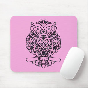 Hibou (rose simple) - Tapis de souris