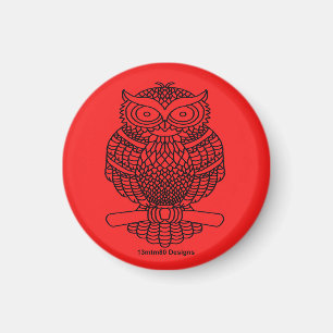 Hibou (rouge) - Aimant