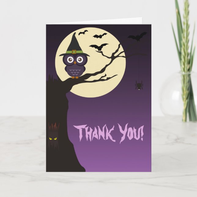 Hibou sur le carte de remerciements de Halloween (Devant)