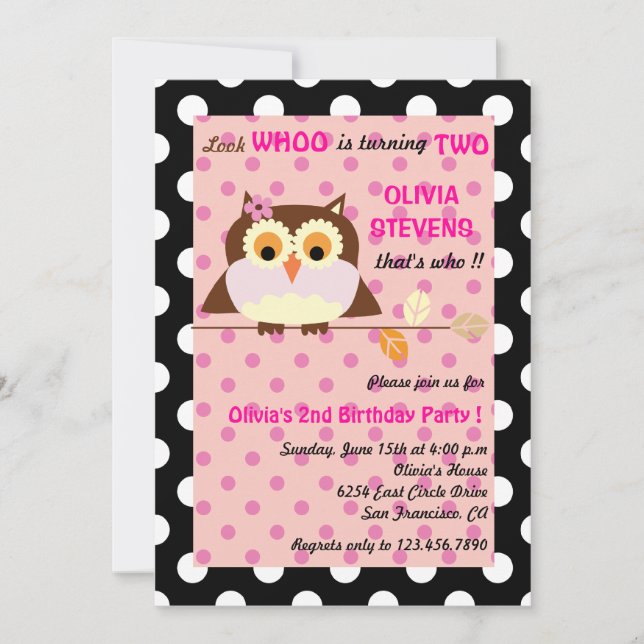 Hibou sur une branche - invitations 2 (Devant)