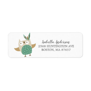 Hibou tribal Wild Un Baby shower Étiquette de adre