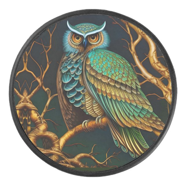 Hibou Turquoise et Or (Devant)