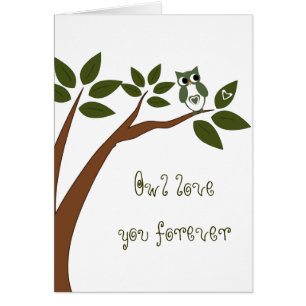 Hibou vert d'amour dans l'arbre