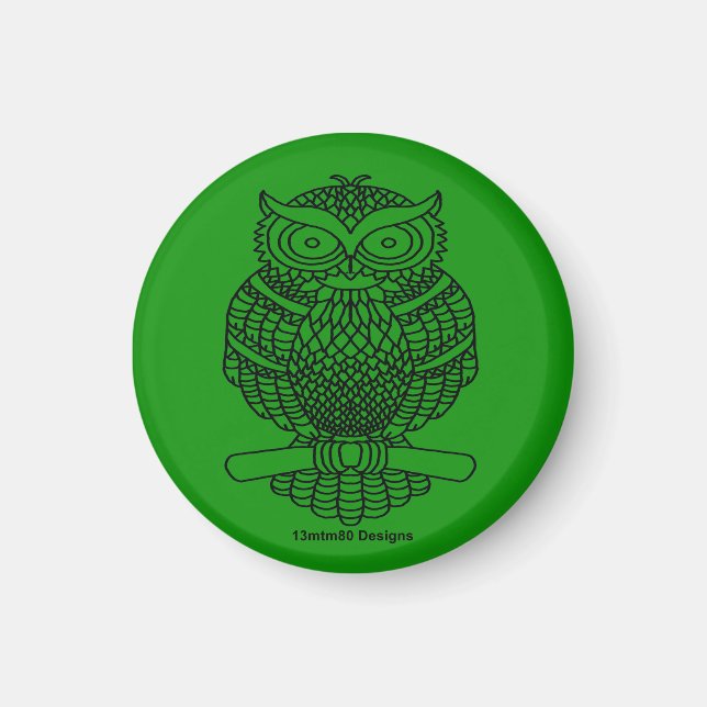 Hibou (vert foncé) - Aimant (Devant)