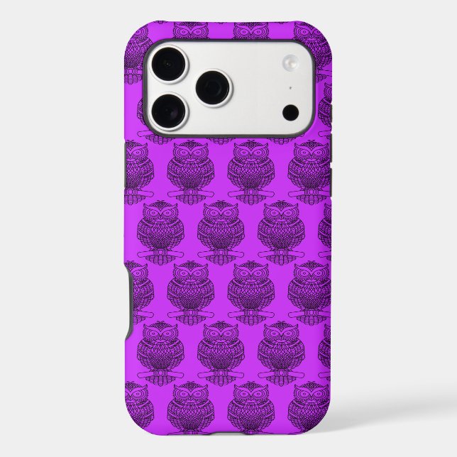 Hibou (violet néon) - Coque iPhone (Verso)