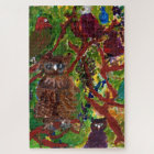 Hiboux dans le puzzle denteux des arbres #2