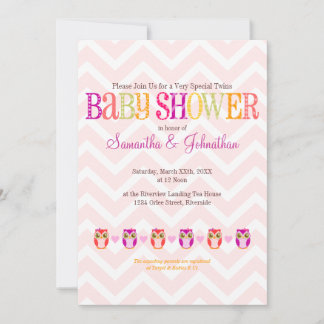 Hiboux de bébé - invitation jumelle de baby shower