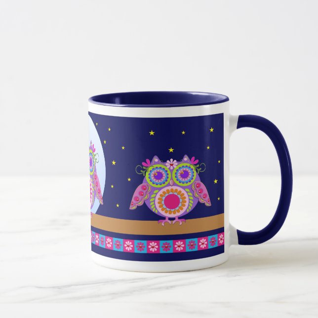 Hiboux mignons de flower power et tasse de nuit (Droite)