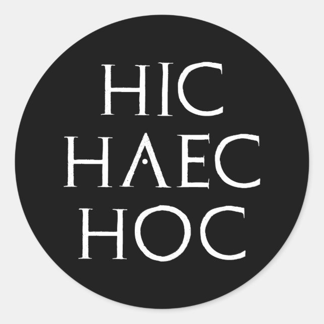 hic haec hoc Latein latin Classic Round Sticker (Front)