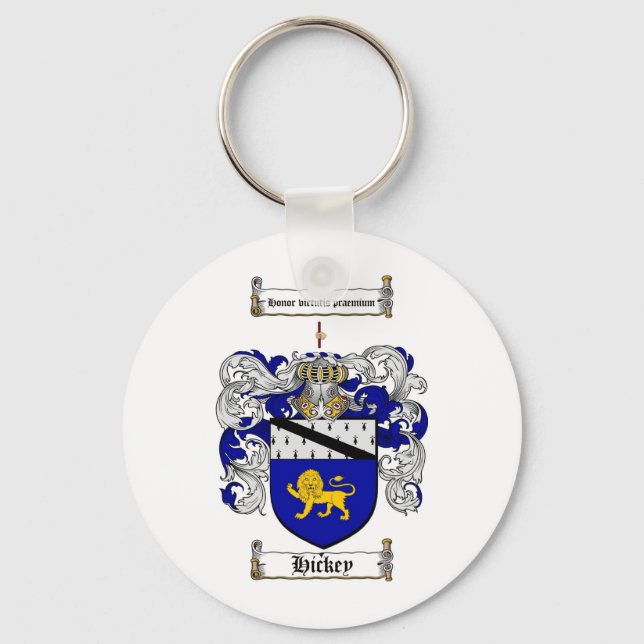 HICKEY FAMILY CREST -  HICKEY COAT OF ARMS KEYCHAIN (Front)