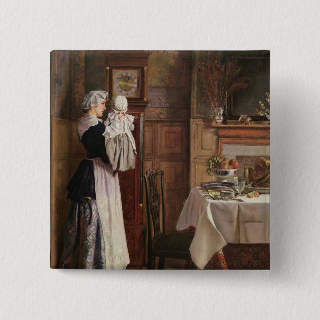Hickory, Dickory, Dock 2 Inch Square Button (Front)