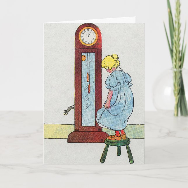 Hickory, Dickory, Dock Mother Goose Nursery Rhyme Card (Front)