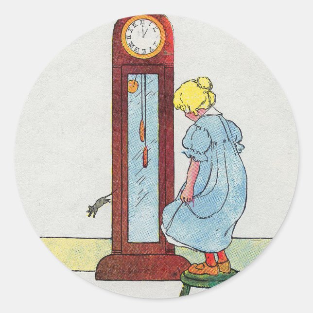 Hickory, Dickory, Dock Mother Goose Nursery Rhyme Classic Round Sticker (Front)