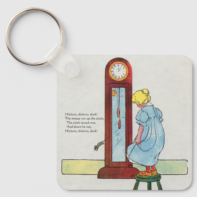 Hickory, Dickory, Dock Mother Goose Nursery Rhyme Keychain (Front)