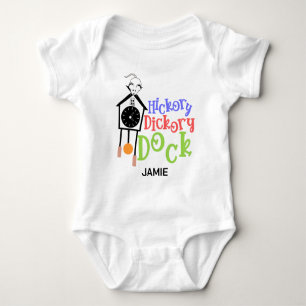 Hickory Dickory Dock the mouse ran up the clock Baby Bodysuit