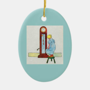 Hickory, dickory, dock! The mouse ran up the clock Ceramic Ornament