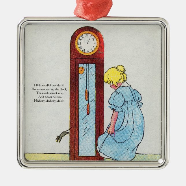 Hickory, dickory, dock! The mouse ran up the clock Metal Ornament (Front)