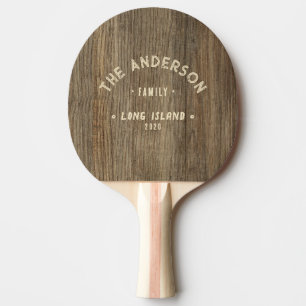 Hickory Wood Vintage Seaside Family Name Ping Pong Paddle