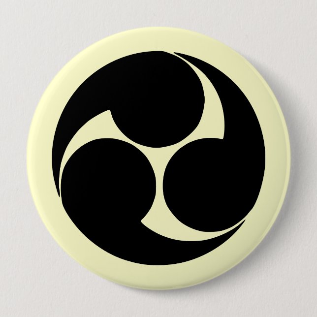 Hidari mitsudomoe, Japan 4 Inch Round Button (Front)