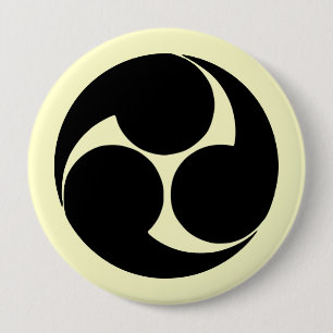Hidari mitsudomoe, Japan 4 Inch Round Button