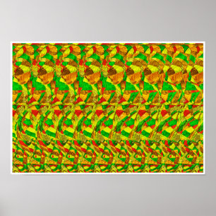 Hidden 3D Stereogram Poster - Puzzled Gorilla
