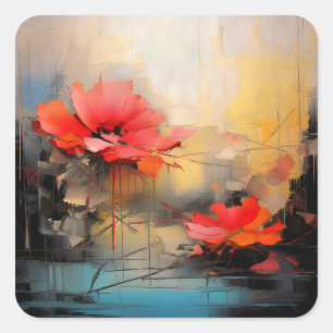 Hidden Beauty – Abstract Floral Modern Art Square Sticker