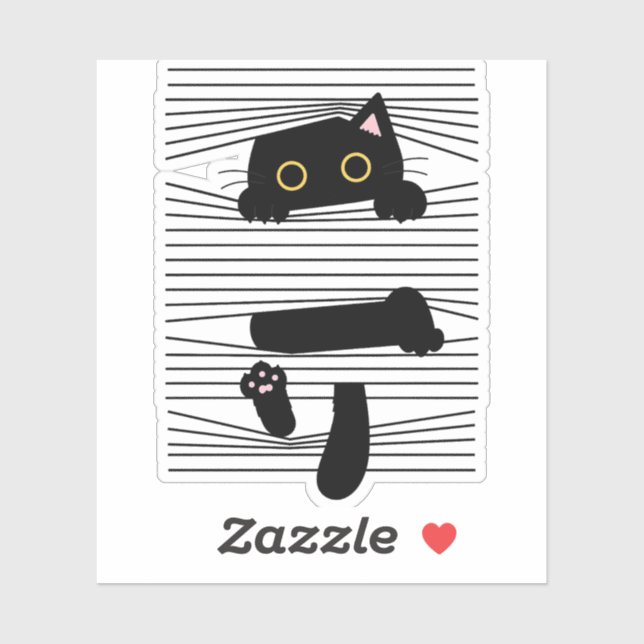 Hidden Black Cat Cute Funny Minimalist Animal Love (Sheet)