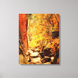 Hidden Canyon Autumn Colours Zion Photo Wrapped Canvas Print