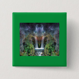 Hidden Faces in Fantasy Waterfalls 2 Inch Square Button