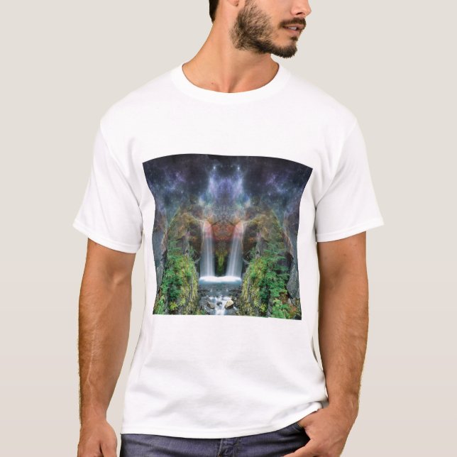 Hidden Faces in Fantasy Waterfalls T-Shirt (Front)