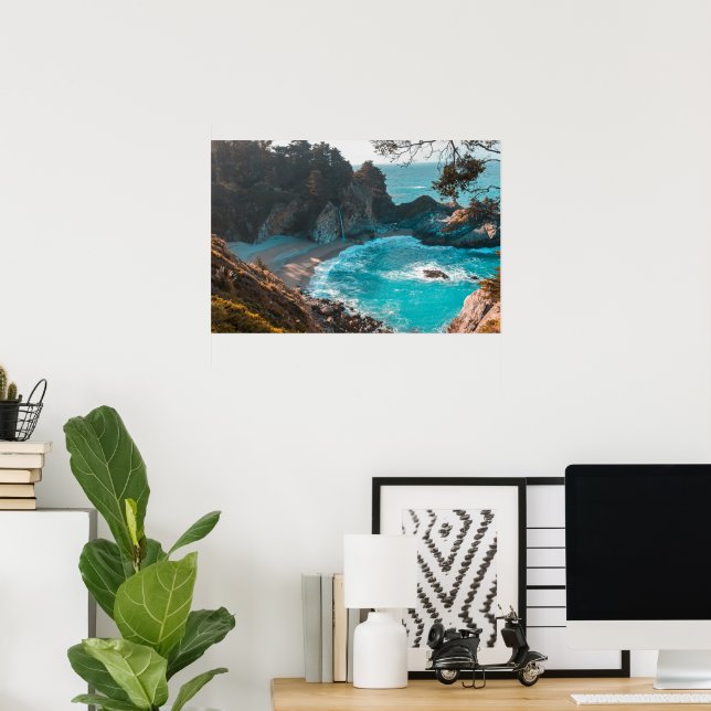 Hidden Falls – Coastal Serenity Poster (Home Office)