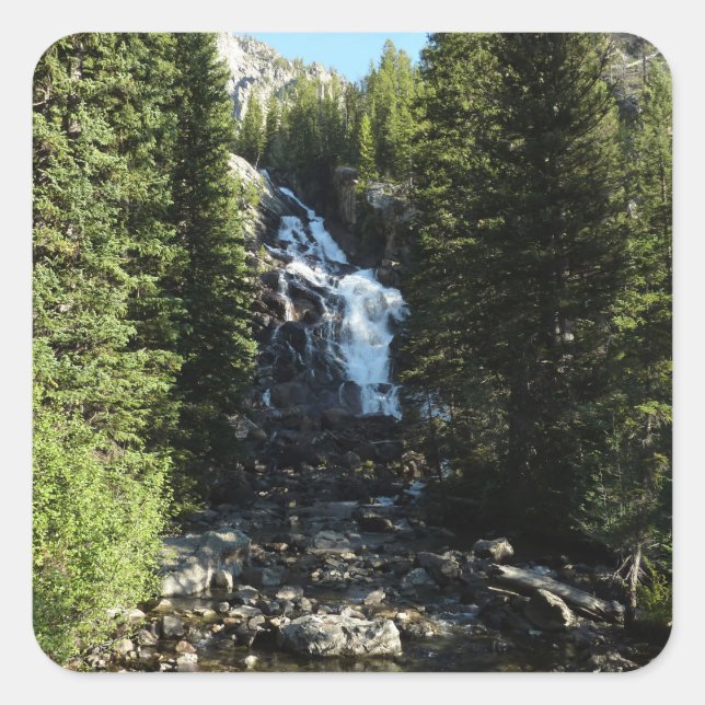 Hidden Falls in Grand Teton National Park Square Sticker (Front)