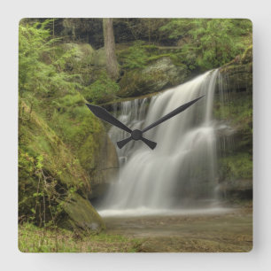 Hidden Falls Waterfall at Hocking Hills Ohio Square Wall Clock