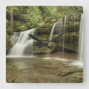 Hidden Falls Waterfall at Hocking Hills Ohio Square Wall Clock