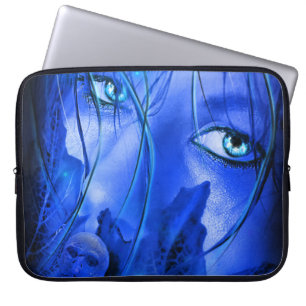 HIDDEN FEAR BLUE GIRL WITH SKULL LAPTOP SLEEVE