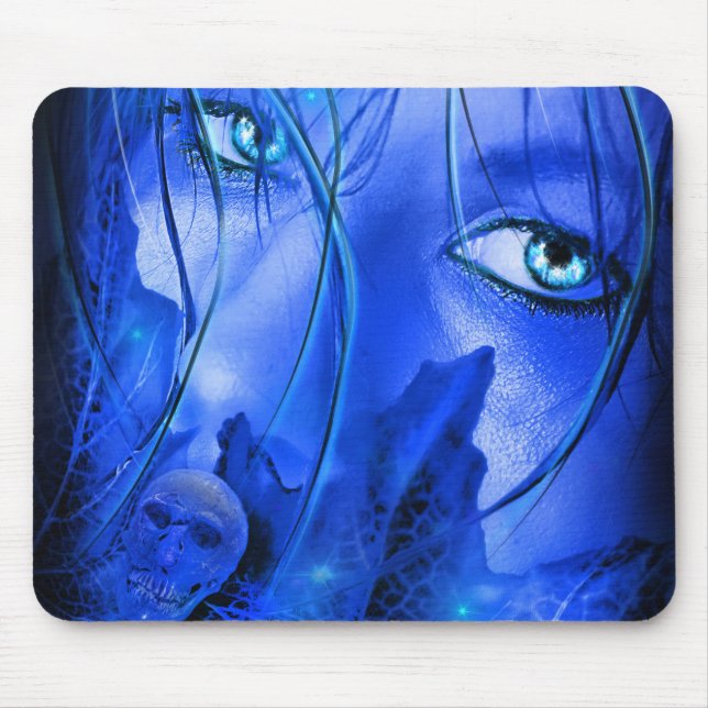 HIDDEN FEAR BLUE GIRL WITH SKULL MOUSE PAD (Front)