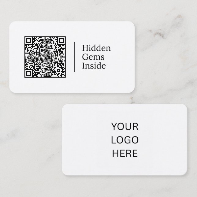 Hidden Gems Inside | Customizable QR code & Logo  Business Card (Front/Back)