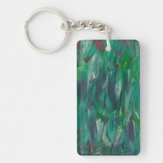 Hidden Green Red White Colorful Abstract Art Keychain