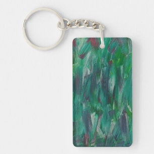 Hidden Green Red White Colourful Abstract Art Keychain