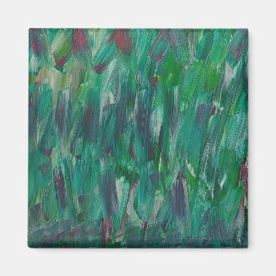 Hidden Green Red White Colourful Abstract Art Magnet